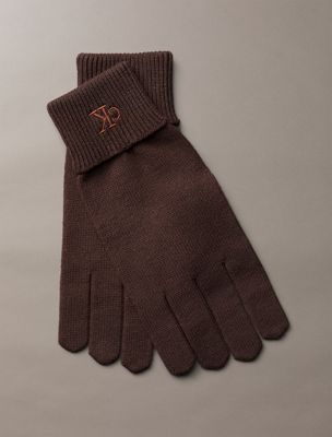 gants tactiles en maille avec logo emblématique brown pour femmes calvin klein