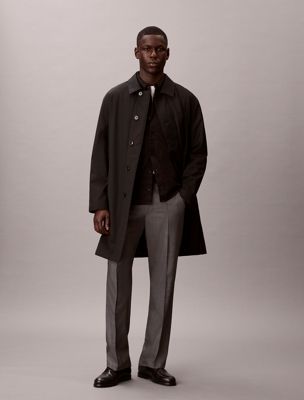 black tech wool blend car coat for men calvin klein