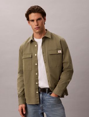 surchemise utilitaire comfort cotton beige pour hommes calvin klein jeans