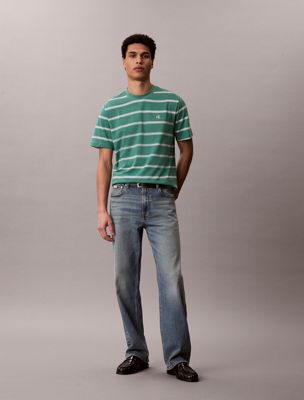 green stripe monogram t-shirt for men calvin klein jeans
