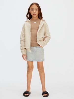 beige kids' zip up hoodie for kids gender inclusive 