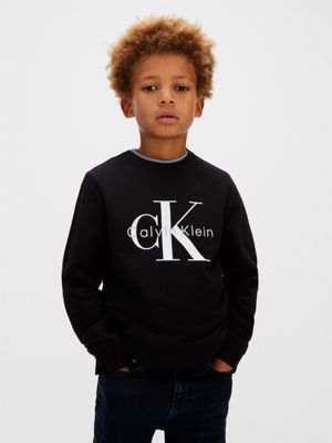 black kids' logo sweatshirt for kids gender inclusive 