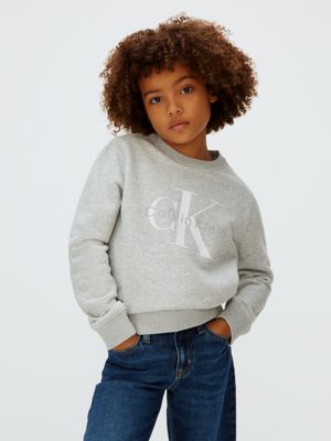 grey kids' logo sweatshirt for kids gender inclusive 