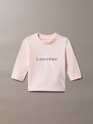 pink baby-langarmshirt logo-shirt für neugeborene - calvin klein jeans