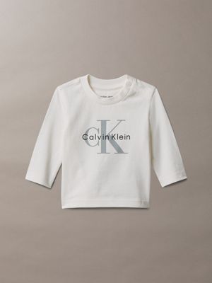 white baby-langarmshirt logo-shirt für neugeborene - calvin klein jeans