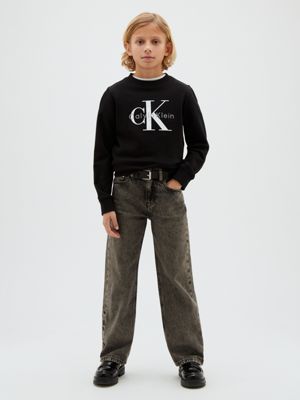 black kids' signature logo sweatshirt for kids gender inclusive calvin klein jeans