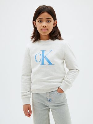 grey kids' signature logo sweatshirt for kids gender inclusive calvin klein jeans