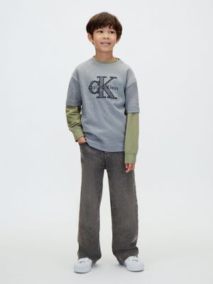 grey kids' appliqué logo t-shirt for boys 