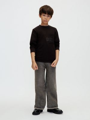 camiseta infantil de manga larga con bolsillo black de niños calvin klein jeans