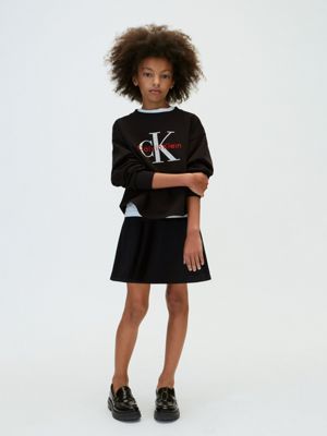 black kids' signature logo sweatshirt for girls calvin klein jeans