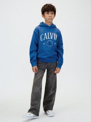blue logo-hoodie für kinder für jungen - calvin klein jeans