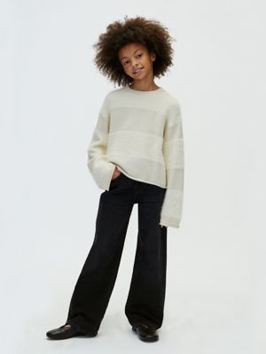 black kinderjeans met hoge taille en wijde pijpen voor meisjes - 