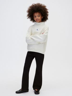 black kinderhose aus satin mit ausgestelltem bein für mädchen - calvin klein jeans
