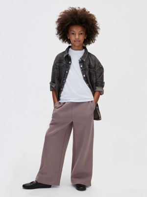 khaki kids' wide leg joggers for girls calvin klein jeans