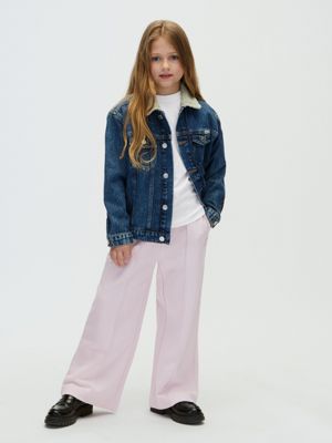 purple kids' wide leg pintuck joggers for girls calvin klein jeans