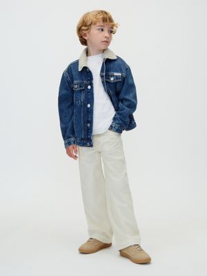 beige kids' corduroy trousers for boys calvin klein jeans