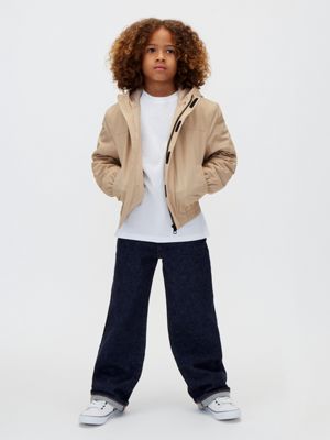 beige kids' hooded harrington jacket for boys 