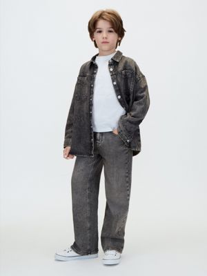 brown kids' black denim overshirt for boys calvin klein jeans
