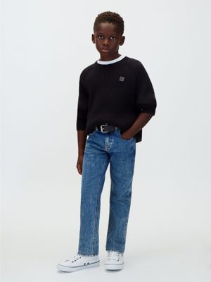 pull à manches raglan en maille pour enfant black pour garçons calvin klein jeans