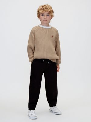 pull à manches raglan en maille pour enfant beige pour garçons calvin klein jeans
