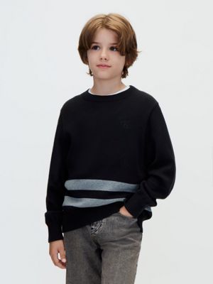 pull rayé en maille pour enfant black pour garçons calvin klein jeans