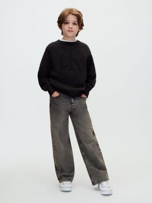 pull en maille avec logo pour enfant black pour garçons calvin klein jeans