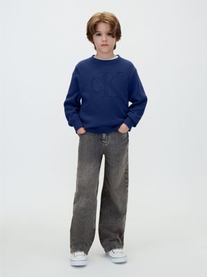 pull en maille avec logo pour enfant blue pour garçons calvin klein jeans