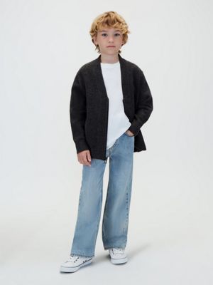 grey kids' zip-up cardigan jumper for boys calvin klein jeans