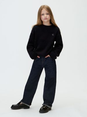 black kids' striped cropped jumper for girls calvin klein jeans