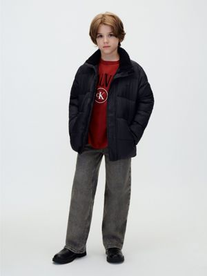 piumino con colletto teddy black da bambini calvin klein jeans