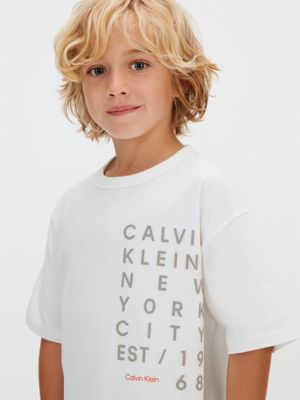 white logo t-shirt for boys calvin klein jeans