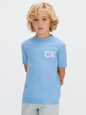 t-shirt avec logo blue pour garçons calvin klein jeans