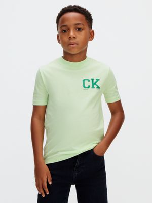 green logo t-shirt for boys calvin klein jeans