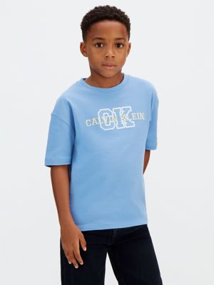 blue logo t-shirt for boys calvin klein jeans