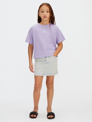 purple boxy t-shirt for girls calvin klein jeans