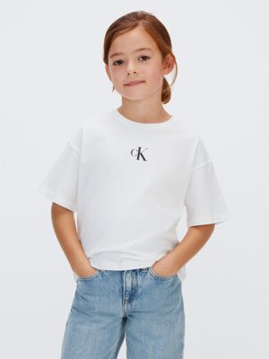 white boxy t-shirt for girls calvin klein jeans