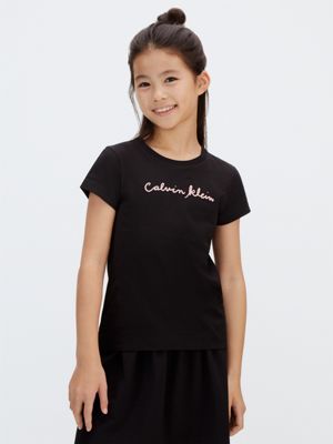 blue slim logo t-shirt for girls 