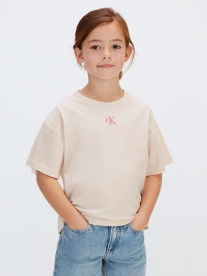 pink pintuck detail t-shirt for girls 