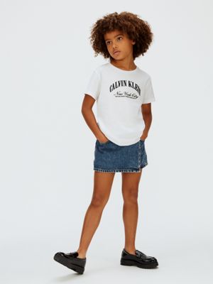 white logo t-shirt for girls calvin klein jeans