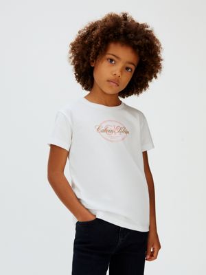 white logo t-shirt for girls calvin klein jeans