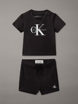 t-shirt con logo neonato black da neonato calvin klein jeans