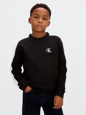 black relaxed colourblock sweatshirt for boys calvin klein jeans