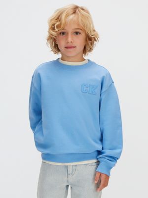 blue relaxed logo sweatshirt for boys calvin klein jeans