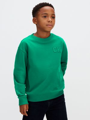 green relaxed logo sweatshirt for boys calvin klein jeans