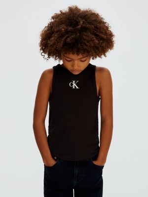 black tanktop met logo voor meisjes - calvin klein jeans