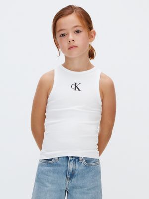 white logo tank top for girls calvin klein jeans