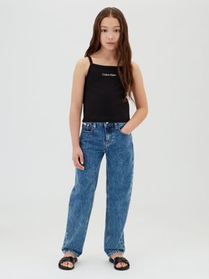 top de tirantes de punto milano black de niñas calvin klein jeans