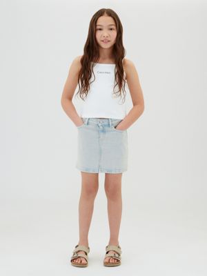 top de tirantes de punto milano white de niñas calvin klein jeans