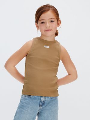 brown geripptes tanktop für mädchen - calvin klein jeans
