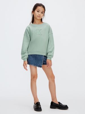 grey boxy sweatshirt for girls calvin klein jeans